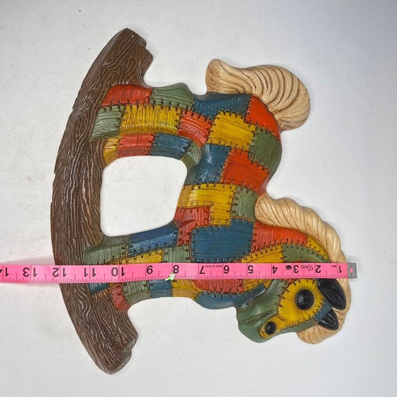 Vintage Patchwork 3D Raised Art Rocking Horse Foam Craft Wall Decor - Picture 4 of 5
